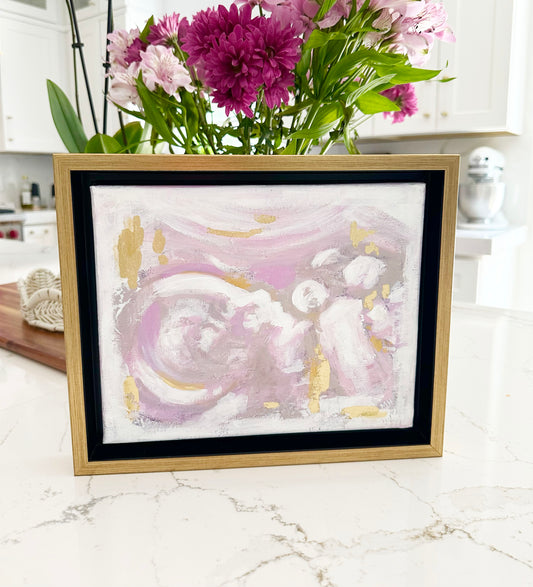 Custom Ultrasound Acrylic Painting with Gold Applique